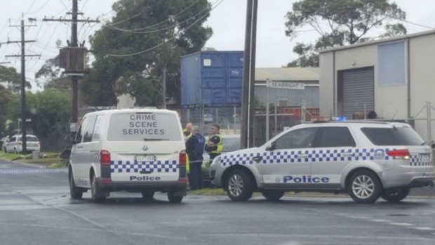Police investigate after the discovery of a body in a car in Geelong. 