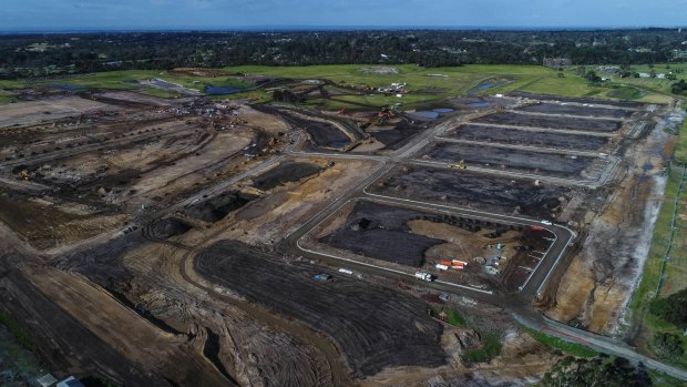 The former Brompton Lodge farmland now under development in Cranbourne South.