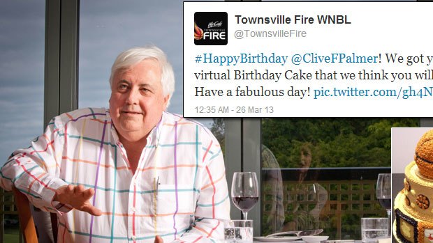 Billionaire Clive Palmer is celebrating his birthday today, and he's tweeted a pic of a nice treat he's received from WNBL team Townsville Fire. Pity the cake was only a 'virtual' gift. But it does beg the question, what do you get a man who has everything?