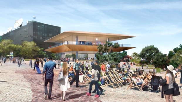 An artist's impression of the new Apple flagship store to be built at Federation Square in Melbourne. 