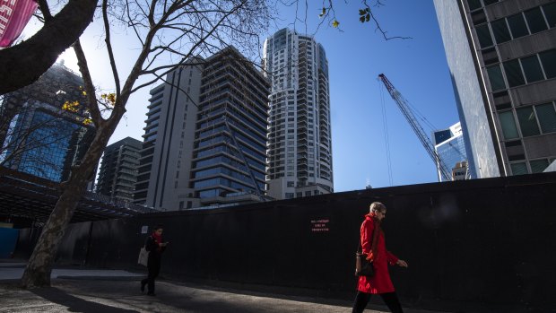 Miller St, North Sydney. the site of proposed high rise development above a metro station that locals fear will block out the only sunlight in the CBD. 