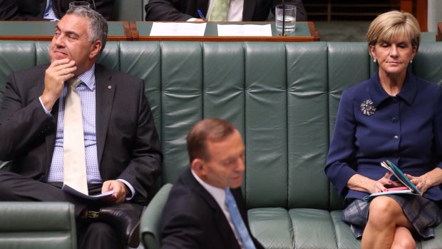 Treasurer Joe Hockey and Foreign Affairs Minister Julie Bishop during question time on Tuesday.