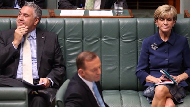 Treasurer Joe Hockey and Foreign Affairs Minister Julie Bishop during question time on Tuesday.