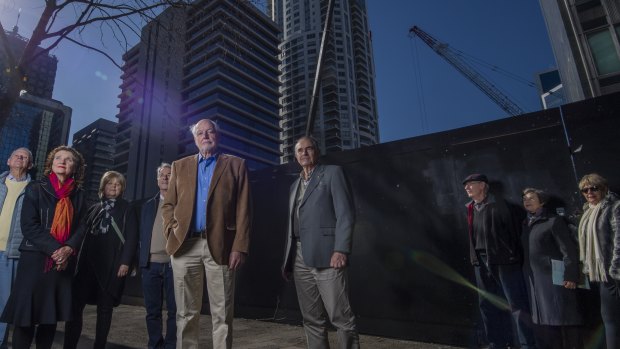 Genia McCaffery, Margaret Petrykowski, Ian Grey, Jeremy Dawkins and Bruce Donald, members of the Committee for North Sydney at Miller Street, North Sydney.