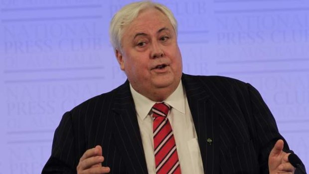 Clive Palmer at the National Press Club in Canberra. Photo: Andrew Meares