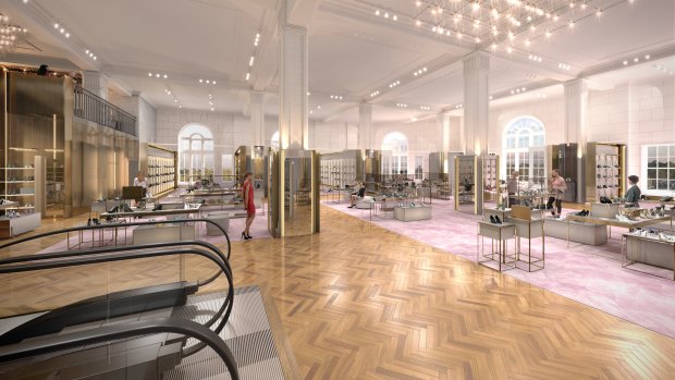 An artist's impression of the new shoe department at David Jones' Sydney store.