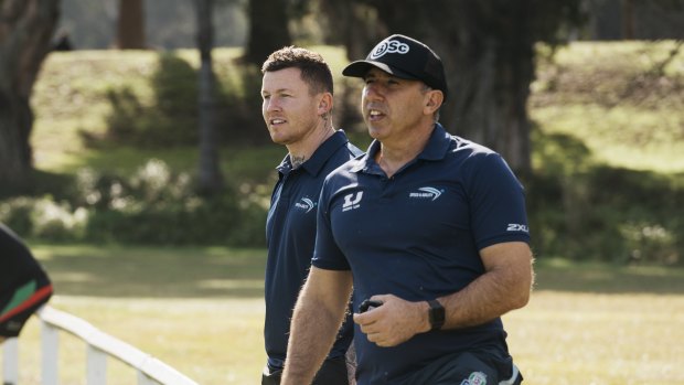 Where to now?: Former NRL star Todd Carney with renowned sprint coach Roger Fabri.