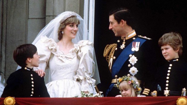 Charles and Princess Diana stand on the balcony of Buckingham Palace in London, following their wedding in 1981.