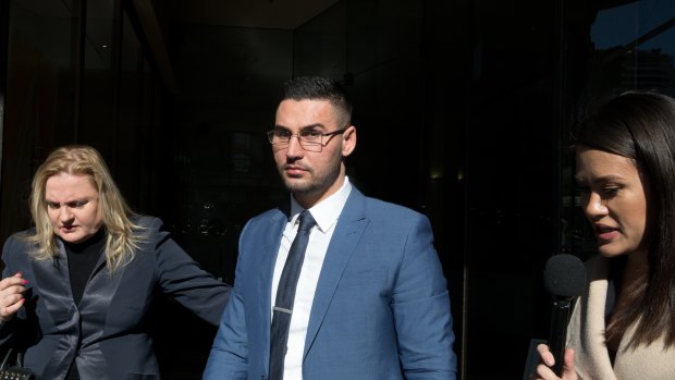Salim Mehajer outside the Downing Centre court complex before he was jailed for a minimum of 11 months.