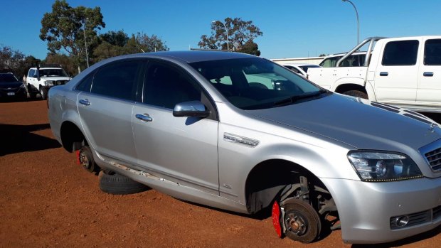 A car parked at the Busselton Regional Airport on Sunday night.