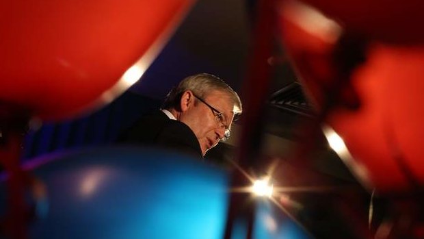 Prime Minister Kevin Rudd addresses a Unions NSW rally in Mt Druitt, Sydney, on Friday.