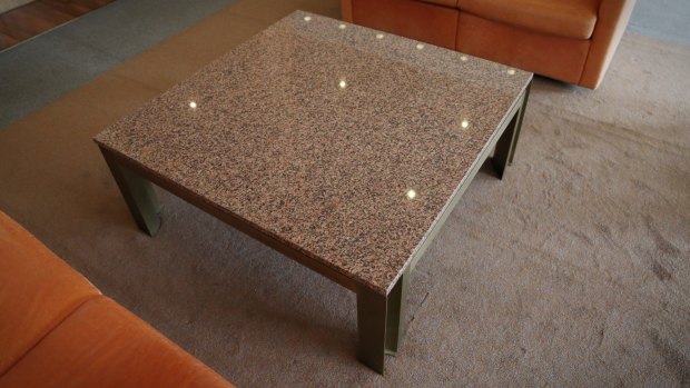 A marble table at Parliament House on Monday.