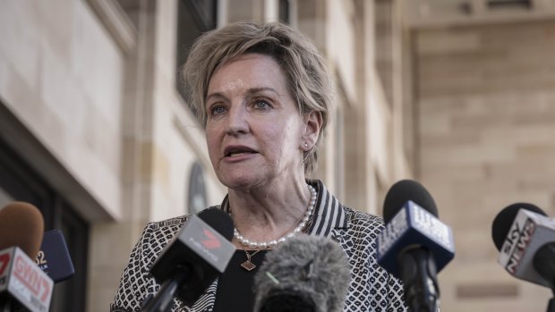 WA Agriculture Minister Alannah MacTiernan speaks to the media outside Parliament House after clashing with her federal counterpart.