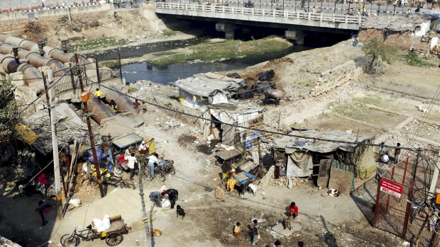 Part of the slum in Delhi where Mark Delaney and his family lived.