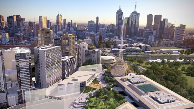 Artist rendition's of the proposed NGV Contemporary and 'transformation' of the Southbank arts precinct.