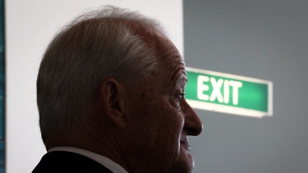 Liberal MP Philip Ruddock at a doorstop interview on Monday.