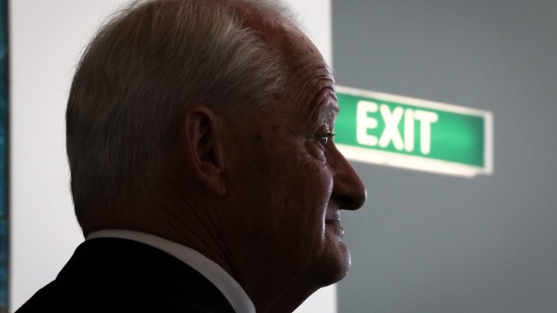 Liberal MP Philip Ruddock at a doorstop interview on Monday.