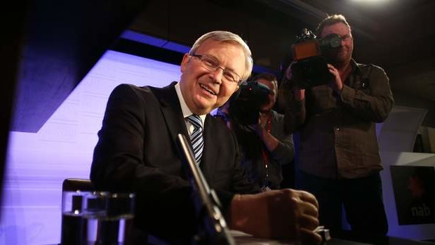 Prime Minister Kevin Rudd at the National Press Club in Canberra on Thursday.