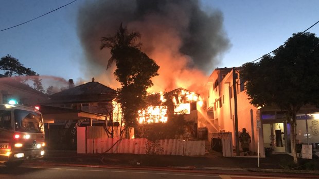 A home was destroyed after a fire broke out in New Farm in the early hours of Monday.