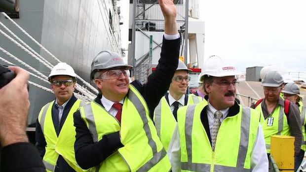 Kevin Rudd tours BAE Systems in Williamstown on Thursday.