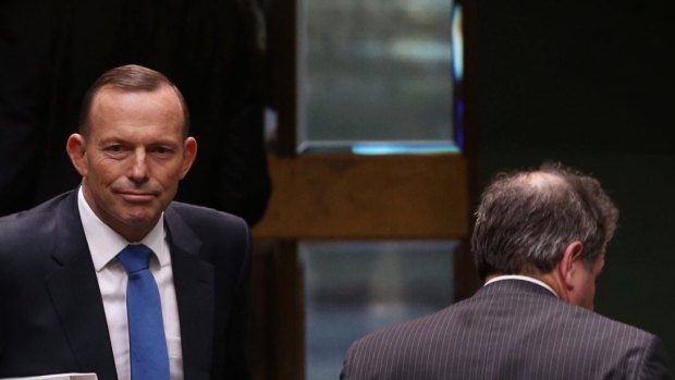 Prime Minister Tony Abbott departs question time  on Monday.