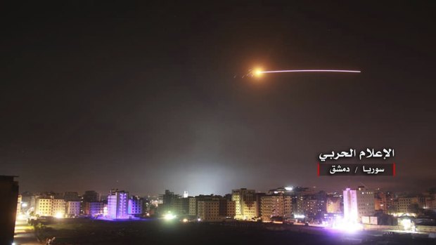 Israeli missiles hit the Syrian air defence system and other military bases, in Damascus, on May 10.