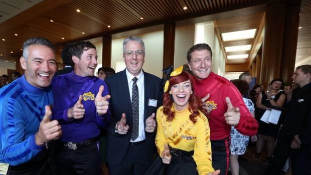 ABC managing director Mark Scott with the Wiggles at an ABC showcase at Parliament House. Photo: Andrew Meares