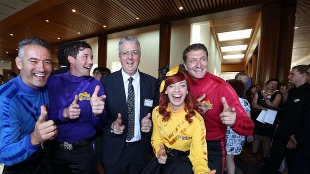 ABC managing director Mark Scott with the Wiggles at an ABC showcase at Parliament House. Photo: Andrew Meares