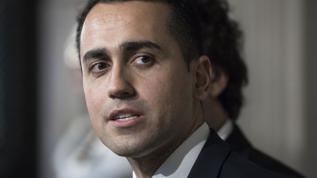 Luigi Di Maio, leader of the Five Star Movement, speaks at a news conference following a meeting with Italy's President Sergio Mattarella at the Quirinale Palace in Rome, Italy.