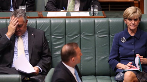 Treasurer Joe Hockey and Foreign Affairs minister Julie Bishop during question time on Tuesday.