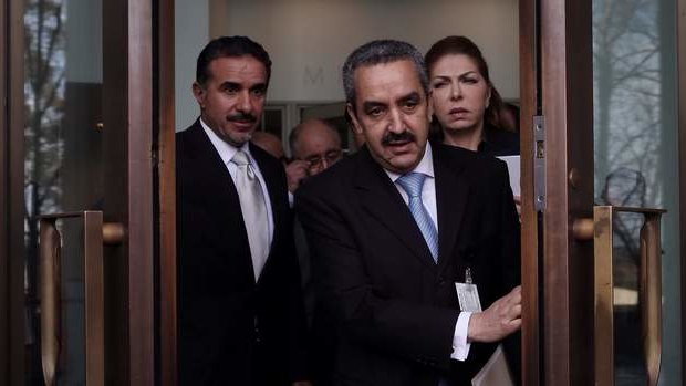 Jordanian ambassador Rima Ahmad Alaadeen R and Arab ambassadors emerge from a meeting with Foreign Minister Julie Bishop. Photo: Andrew Meares