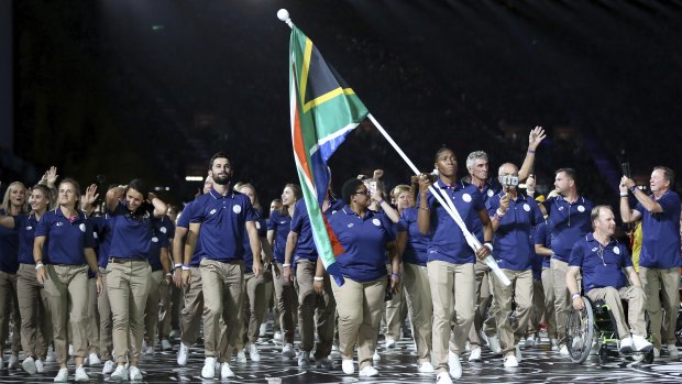 Honour: Semenya was South Africa's flag bearer on the Gold Coast this week.