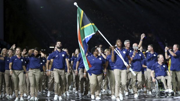 Honour: Semenya was South Africa's flag bearer on the Gold Coast this week.