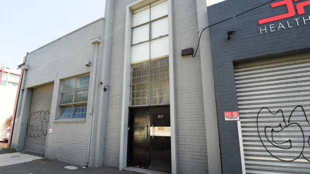 The converted warehouse belonging to Mark Thompson in Port Melbourne that was raided by police.