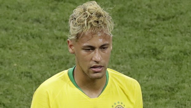 A disappointed Neymar leaves the ground after the final whistle.