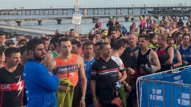 Racers were forced from the water after a shark scare 