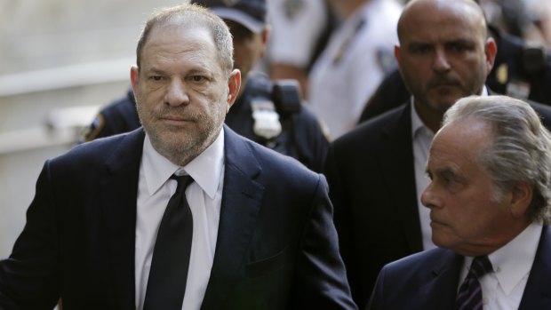 Harvey Weinstein arrives to court with his lawyer Benjamin Brafman.