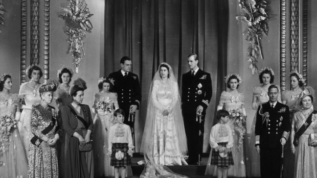 The wedding party of the then Princess Elizabeth, now Queen, and the Duke of Edinburgh, Prince Phillip.