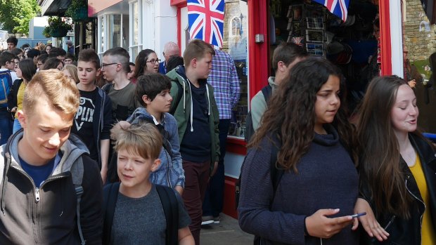 Crowds on the hunt for royal wedding souvenirs.