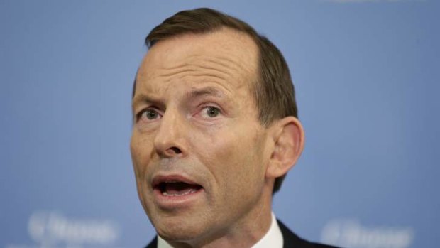 Opposition Leader Tony Abbott speaks to the media at Parliament House on Sunday.