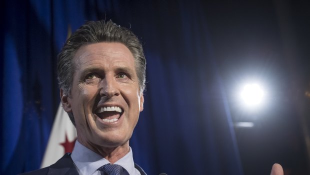Gavin Newsom, Democratic candidate for governor of California, speaks during a primary election watch party in San Francisco, California.