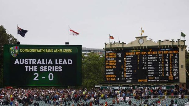 The Adelaide Oval scoreboards after Australia sealed a 218-run victory in the second Ashes Test against England an hour into the final day.