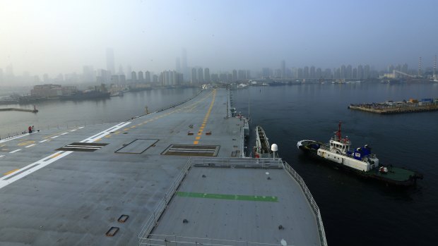 China's aircraft carrier leaves Dalian in northeast China's Liaoning Province.