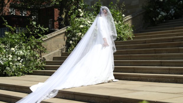 Meghan Markle arrives at St George's Chapel.