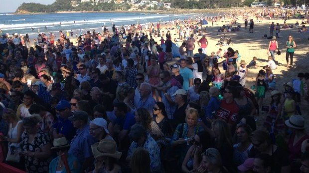The crowds dwarfing the swell at Manly Beach as anticipation builds for the royals.
