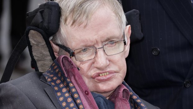 Professor Stephen Hawking at the Royal Albert Hall, London.