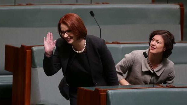 That's all, folks: Labor MP Julia Gillard thanks Independent MP Rob Oakeshott during his valedictory speech on Thursday.