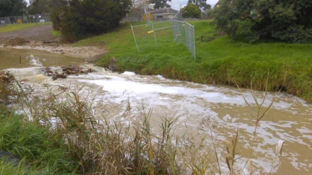 The foam on the creek on Saturday, May 19.