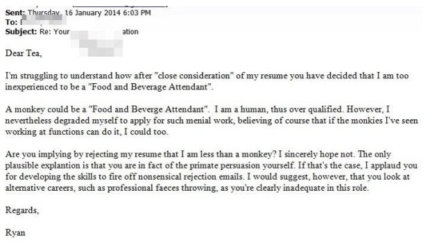Is this letter the worst response to rejection you've seen?