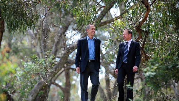 Influential Greens figures Bob Brown and Shane Rattenbury.
